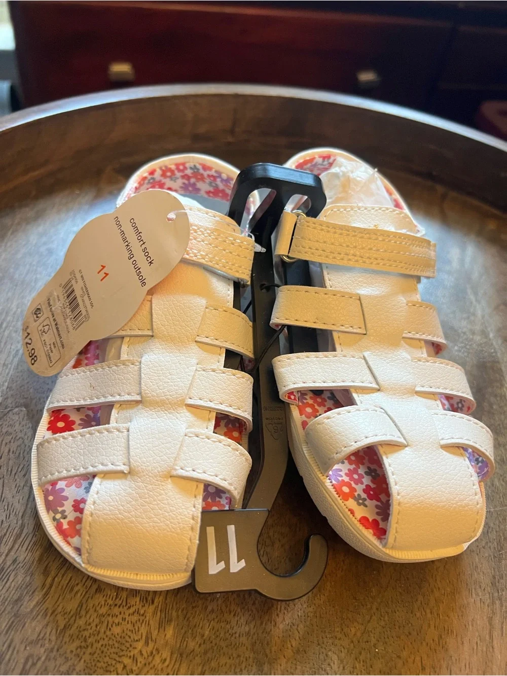 wonder nation White Sandals with Pink Floral Lining